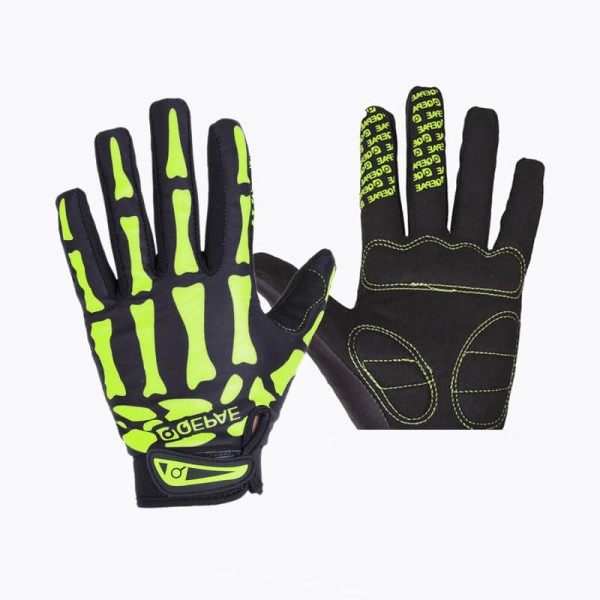 Windproof and thermal gloves, L size, skeleton - bone design, black - green color